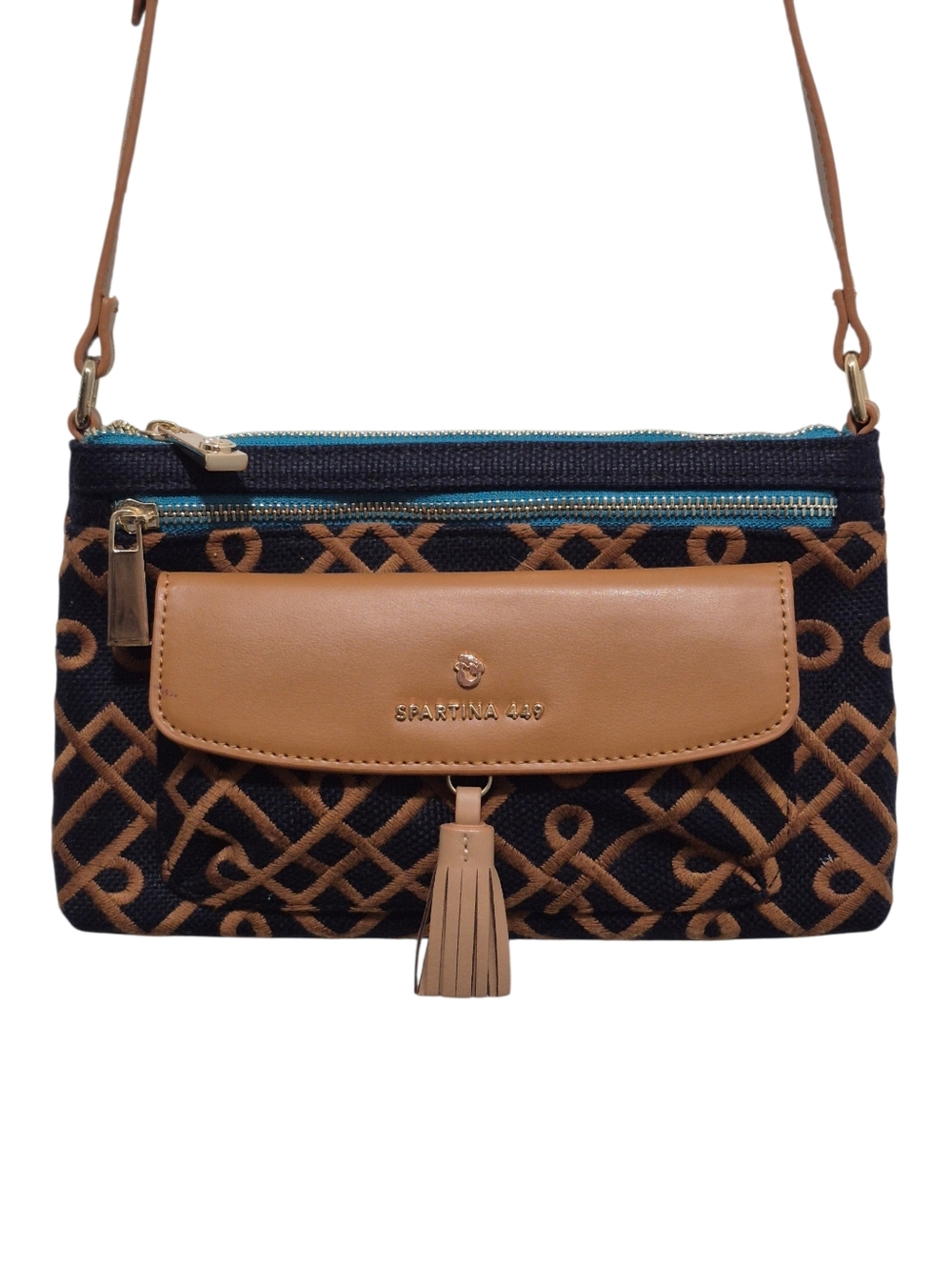 Spartina 449 Mareena Crossbody Bag, Nautical, Coastal, Linen & Leather